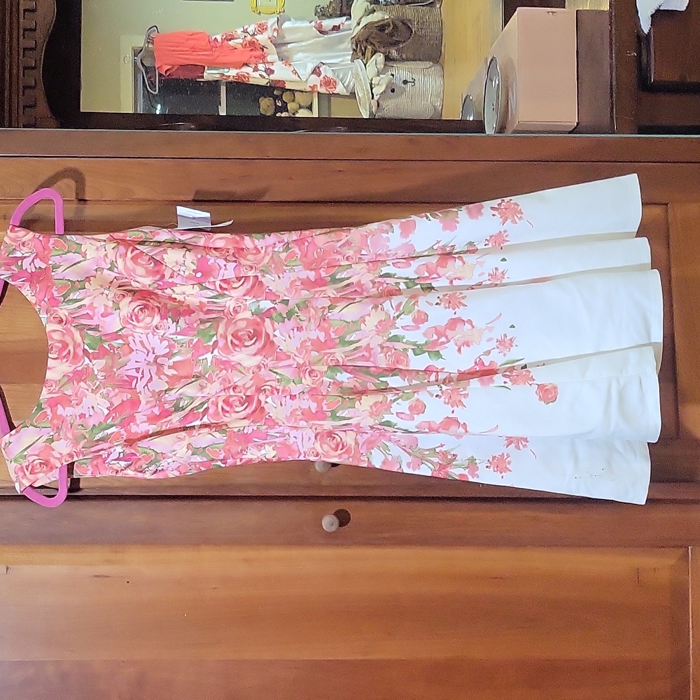 Pink and white floral dress